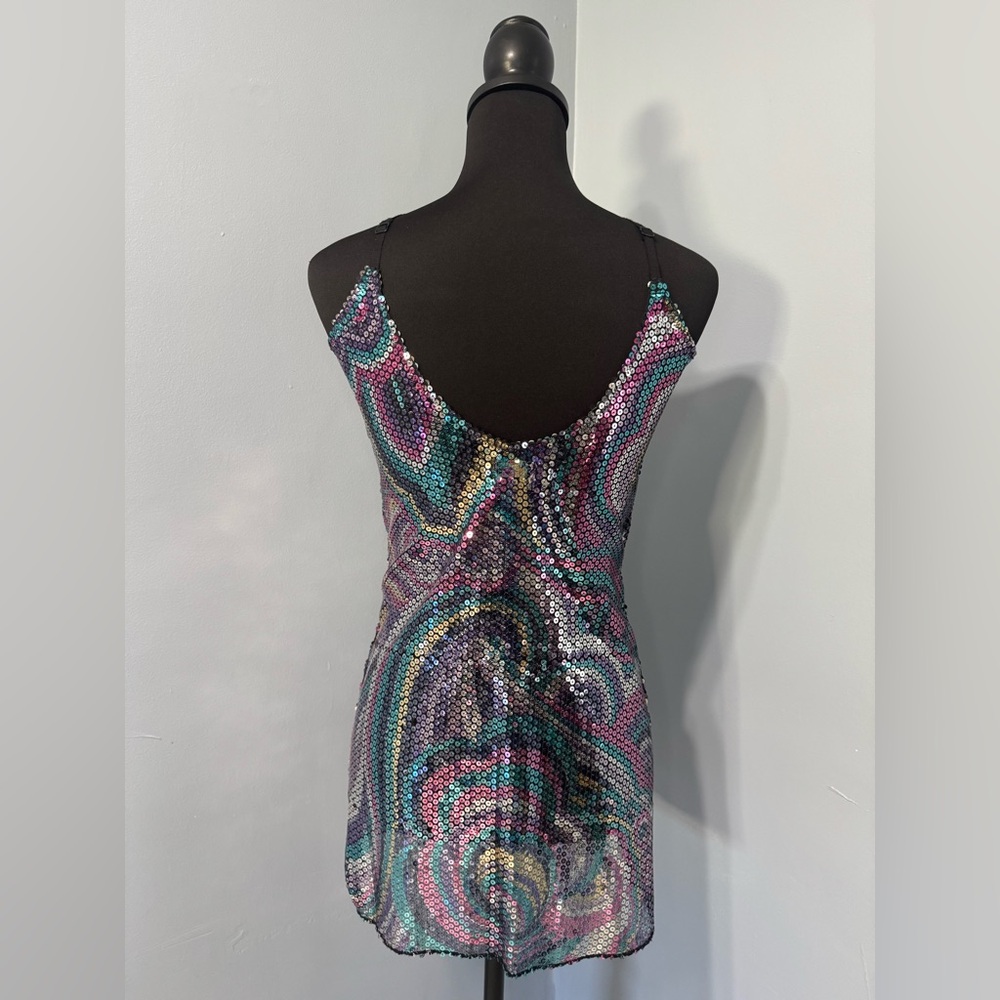 FREE PEOPLE Intimately Psychedelic Sequin Slip Dress Women’s Size Medium - Picture 3 of 8